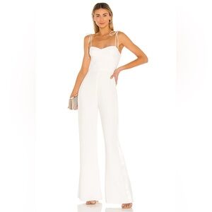 Champagne Jumpsuit in Ivory With Champagne Side Stripe Amanda Uprichard $300MSRP
